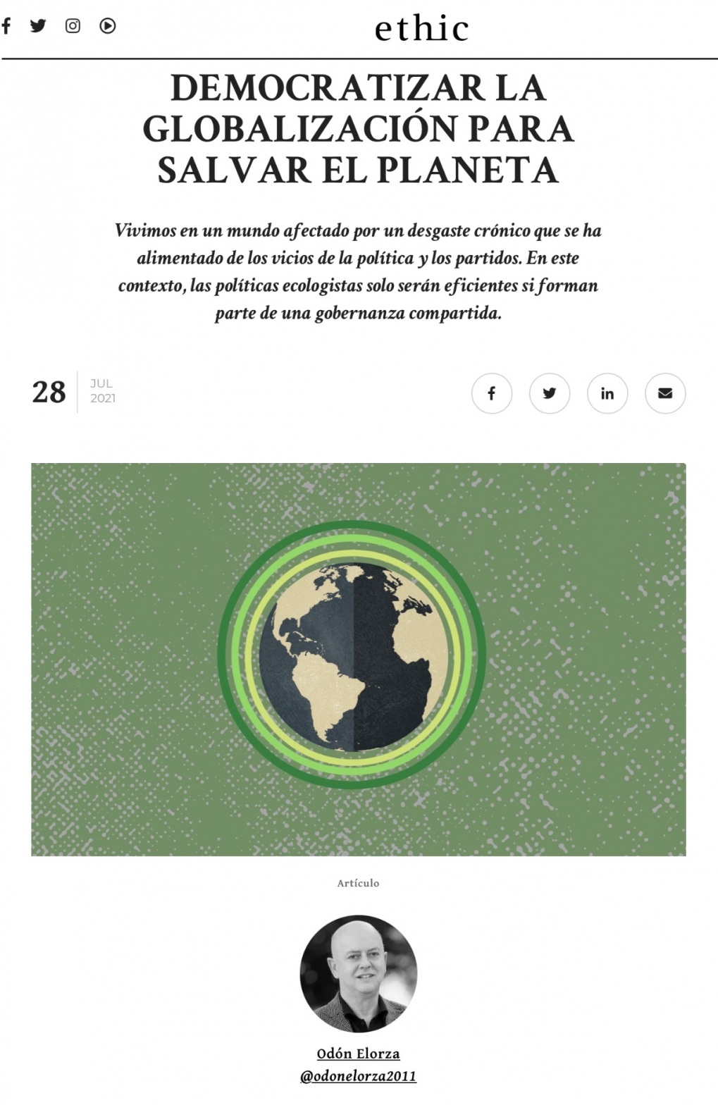 Democratizar la globalizaci&oacute;n para salvar el planeta.