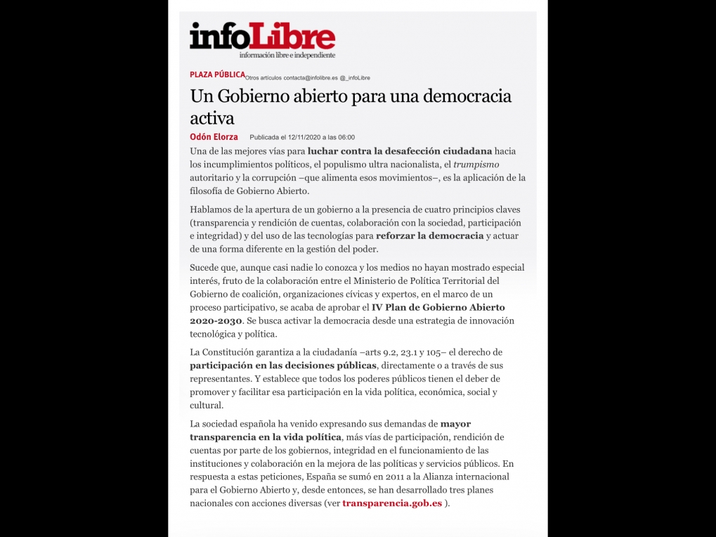 Un gobierno abierto para una Democracia activa.