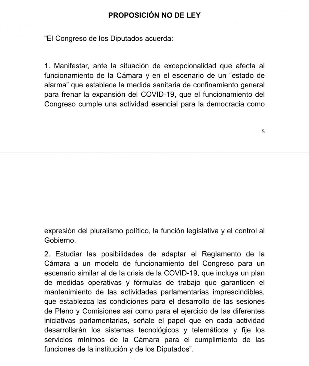 Intervenci&oacute;n en el debate de la proposici&oacute;n no de ley del Grupo Parlamentario Socialista, sobre el funcionamiento del Congreso en situaciones como la del COVID