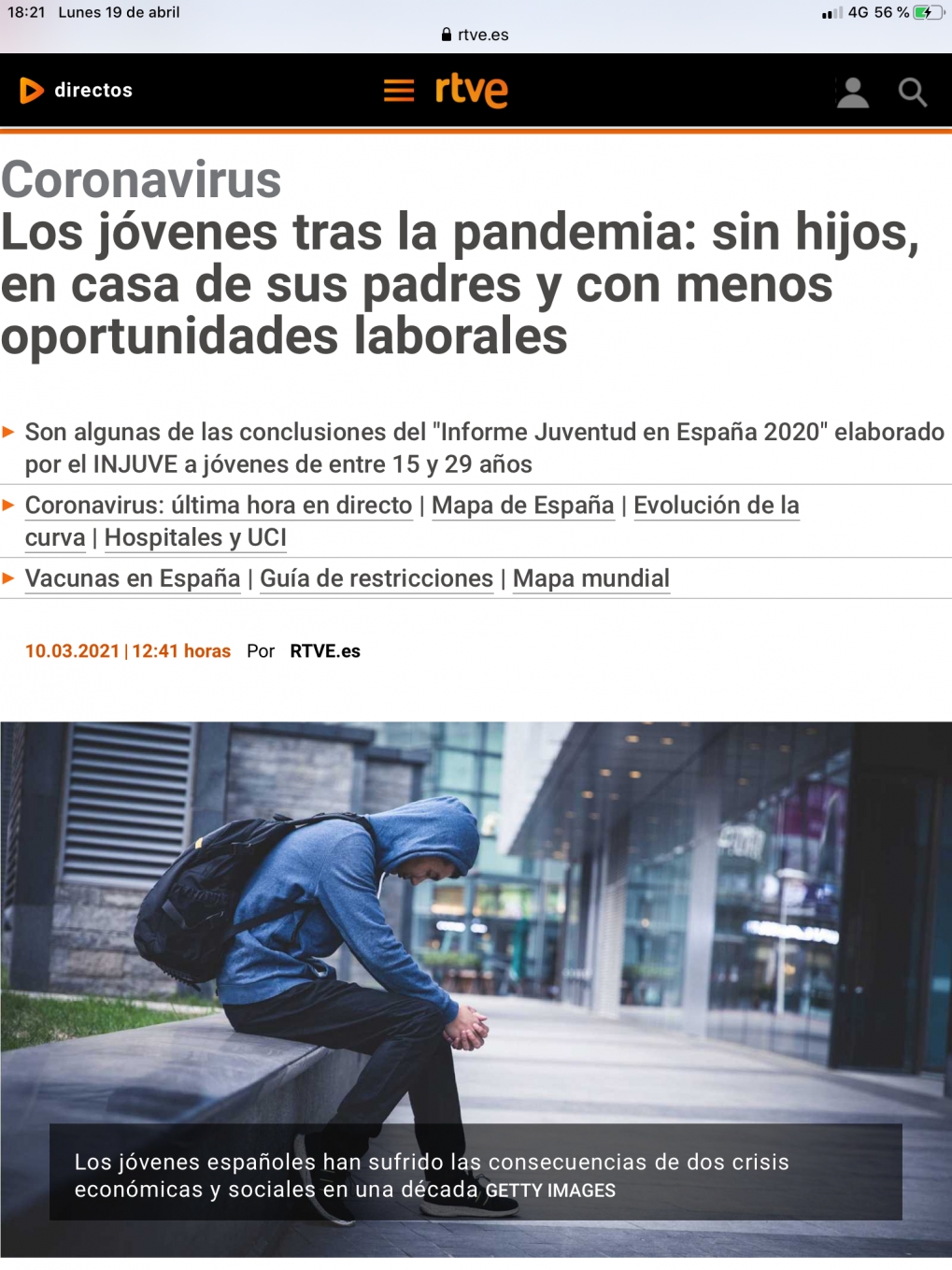 J&oacute;venes atrapados por la precariedad: hijos de la crisis y la pandemia.