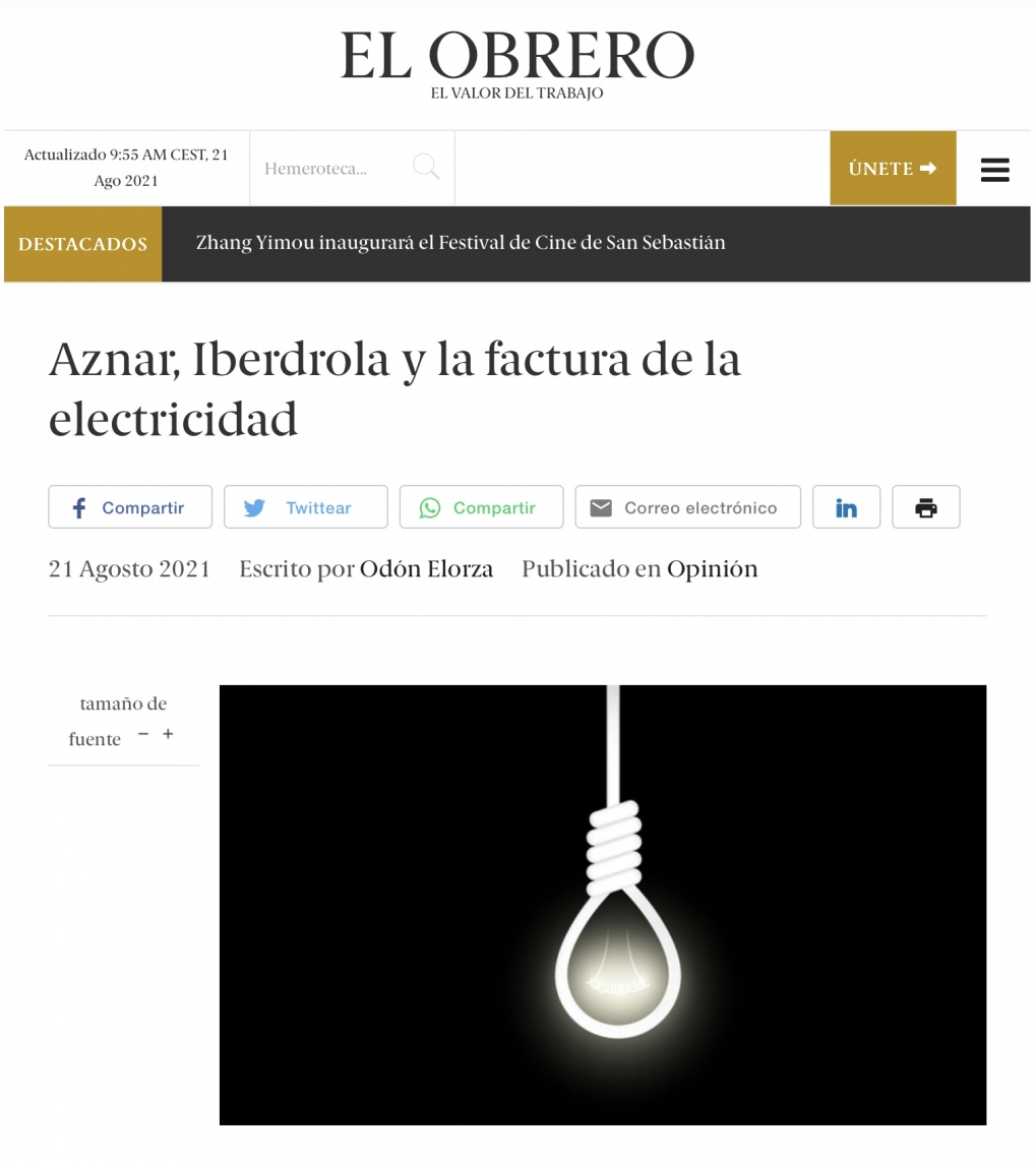 Aznar, Iberdrola y la factura de la electricidad.