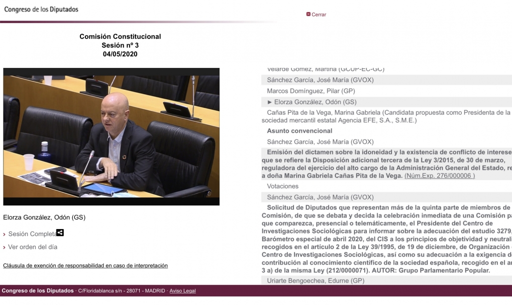 Debate en la Comisi&oacute;n Constitucional sobre el nombramiento de Gabriela Ca&ntilde;as como Presidenta de la Agencia EFE.