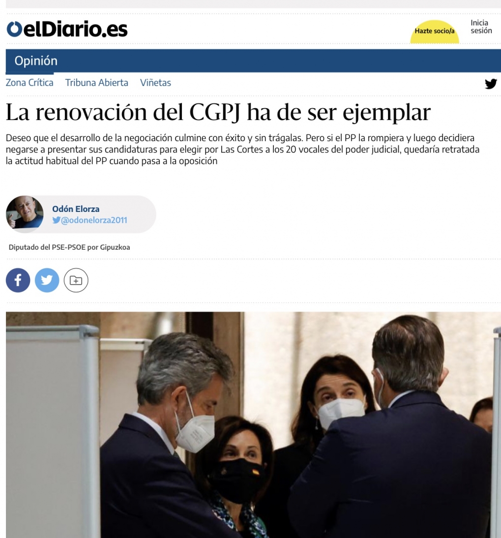 La renovaci&oacute;n del CGPJ ha de ser ejemplar.