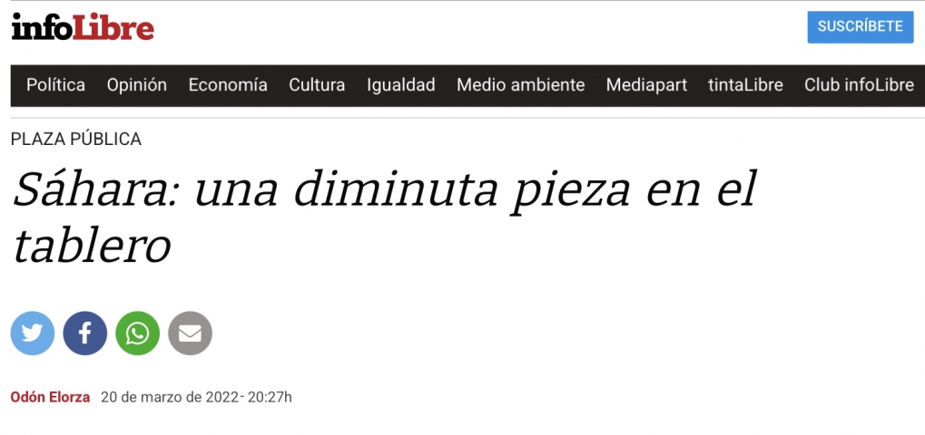 S&aacute;hara : una diminuta pieza en el tablero de la geopol&iacute;tica.