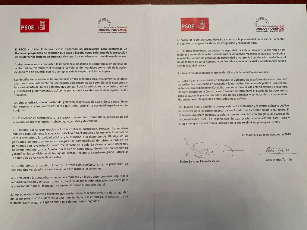 Argumentos en defensa del preacuerdo PSOE / UP.