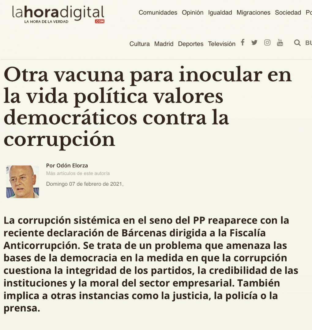 B&aacute;rcenas y la vacuna contra el virus de la corrupci&oacute;n.