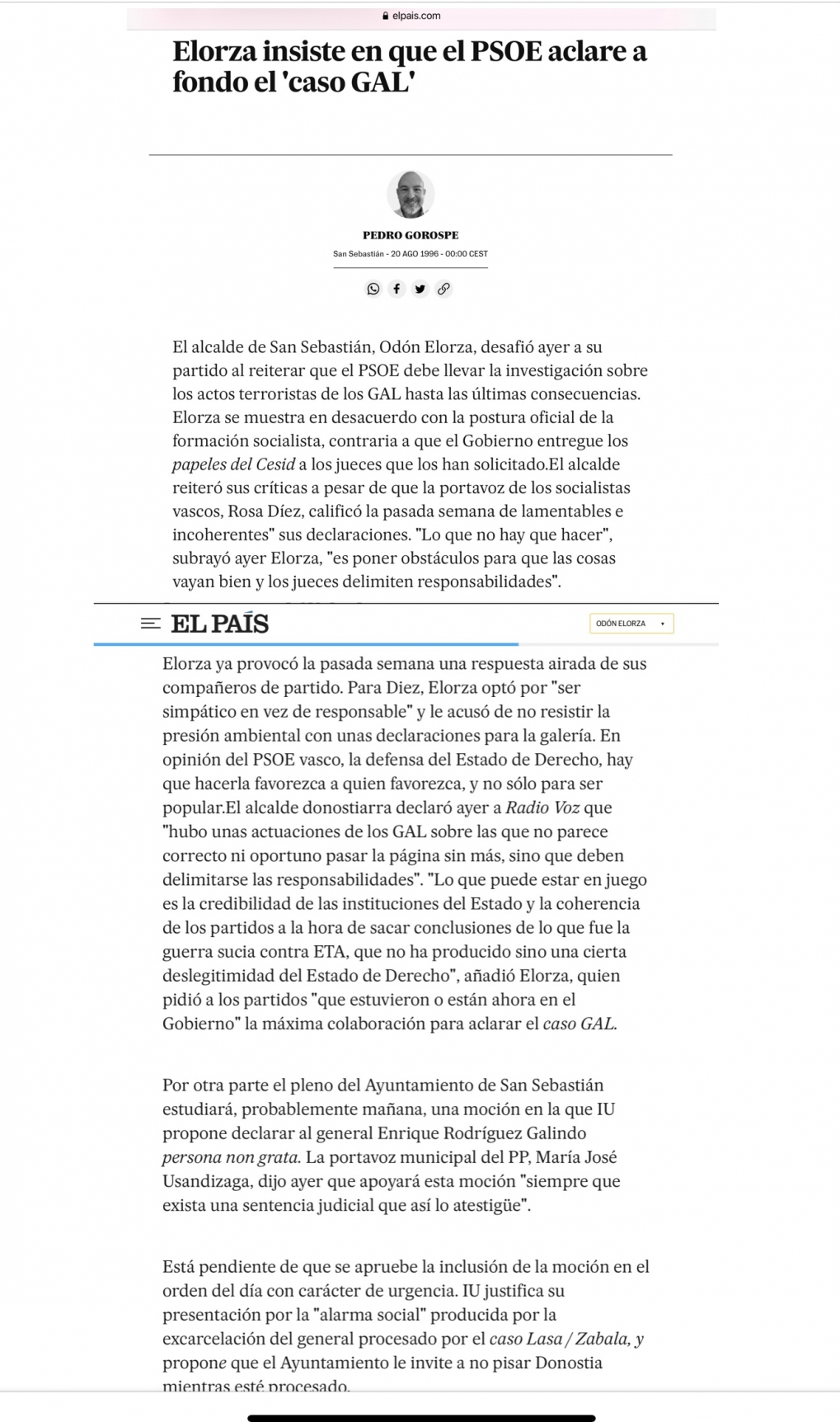 Barrionuevo, el GAL y la coherencia de cada cual en los a&ntilde;os de plomo.