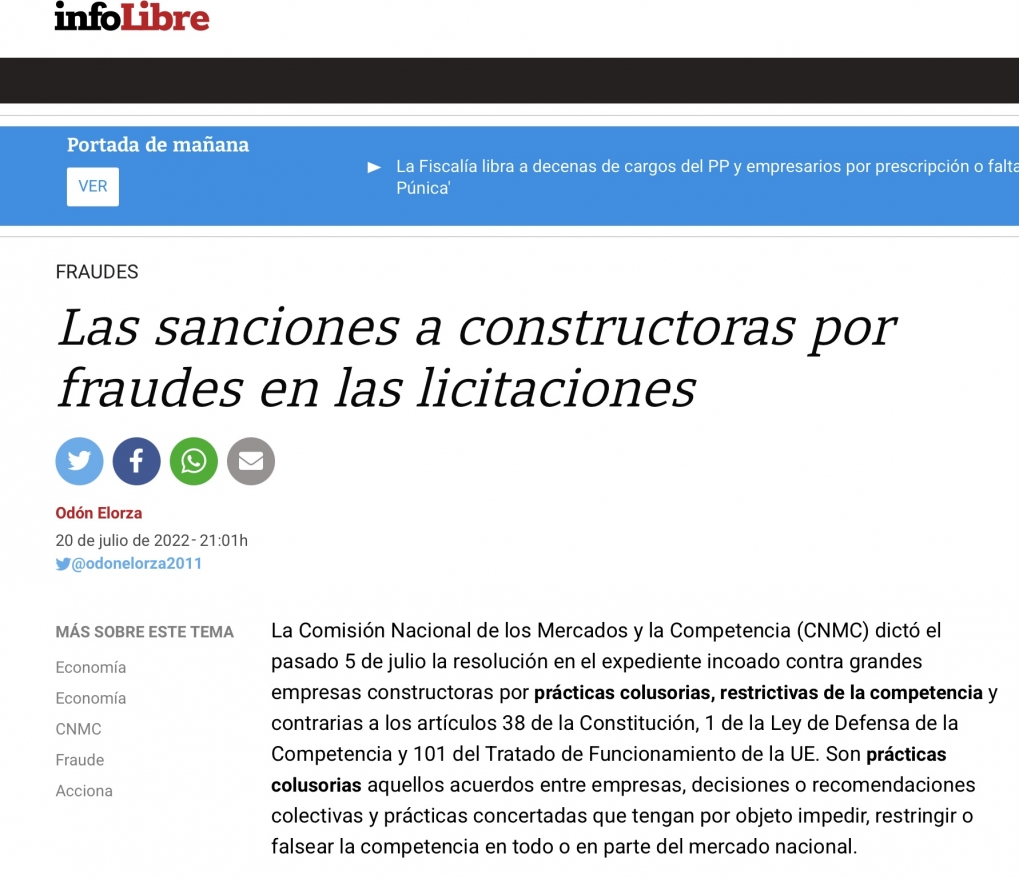 Las grandes constructoras sancionadas por cometer graves fraudes en las licitaciones p&uacute;blicas.