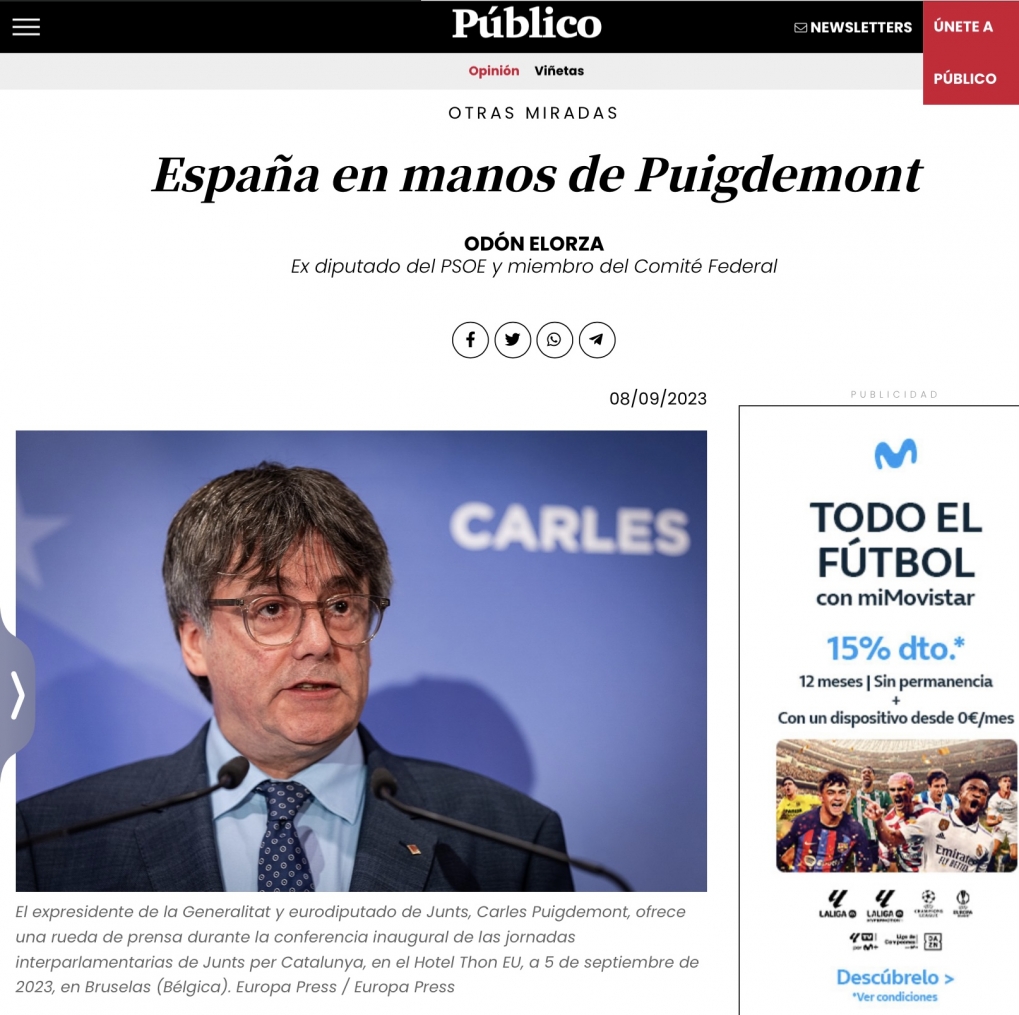 Espa&ntilde;a en manos de Puigdemont.