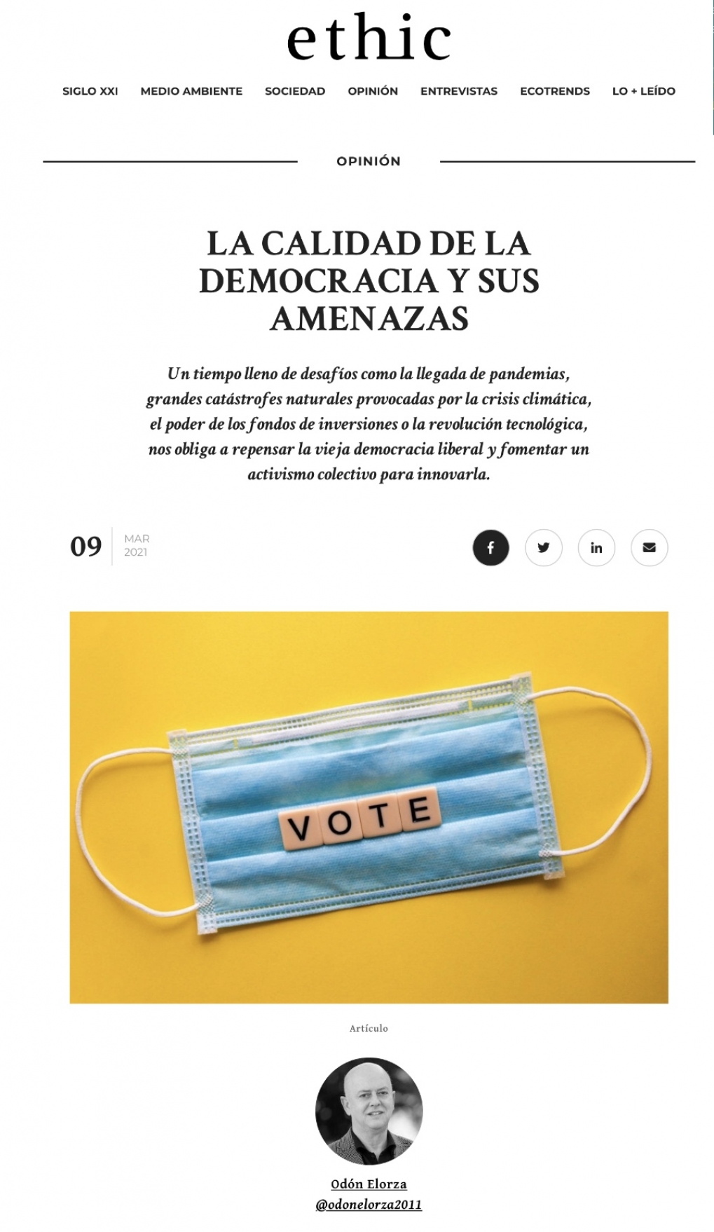La calidad de la democracia y sus amenazas.