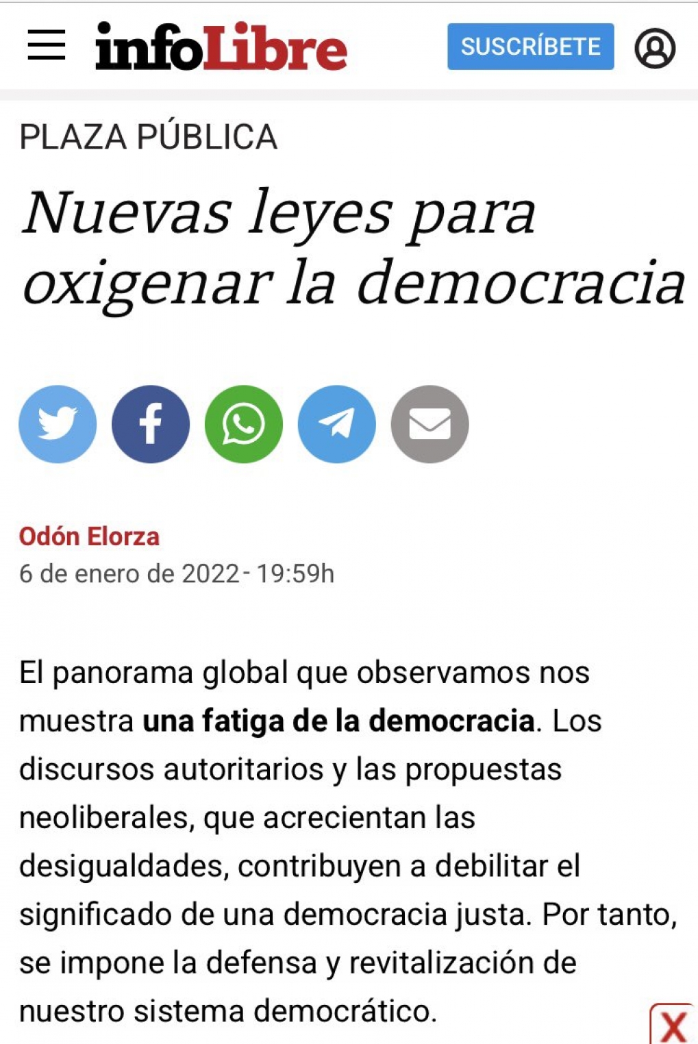 Nuevas leyes para oxigenar la democracia en Espa&ntilde;a.