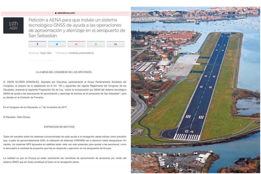 El Aeropuerto de San Sebasti&aacute;n mejora la seguridad operacional con procedimientos de aproximaci&oacute;n de aviones basados en ayuda a la navegaci&oacute;n por sat&eacute;lite.