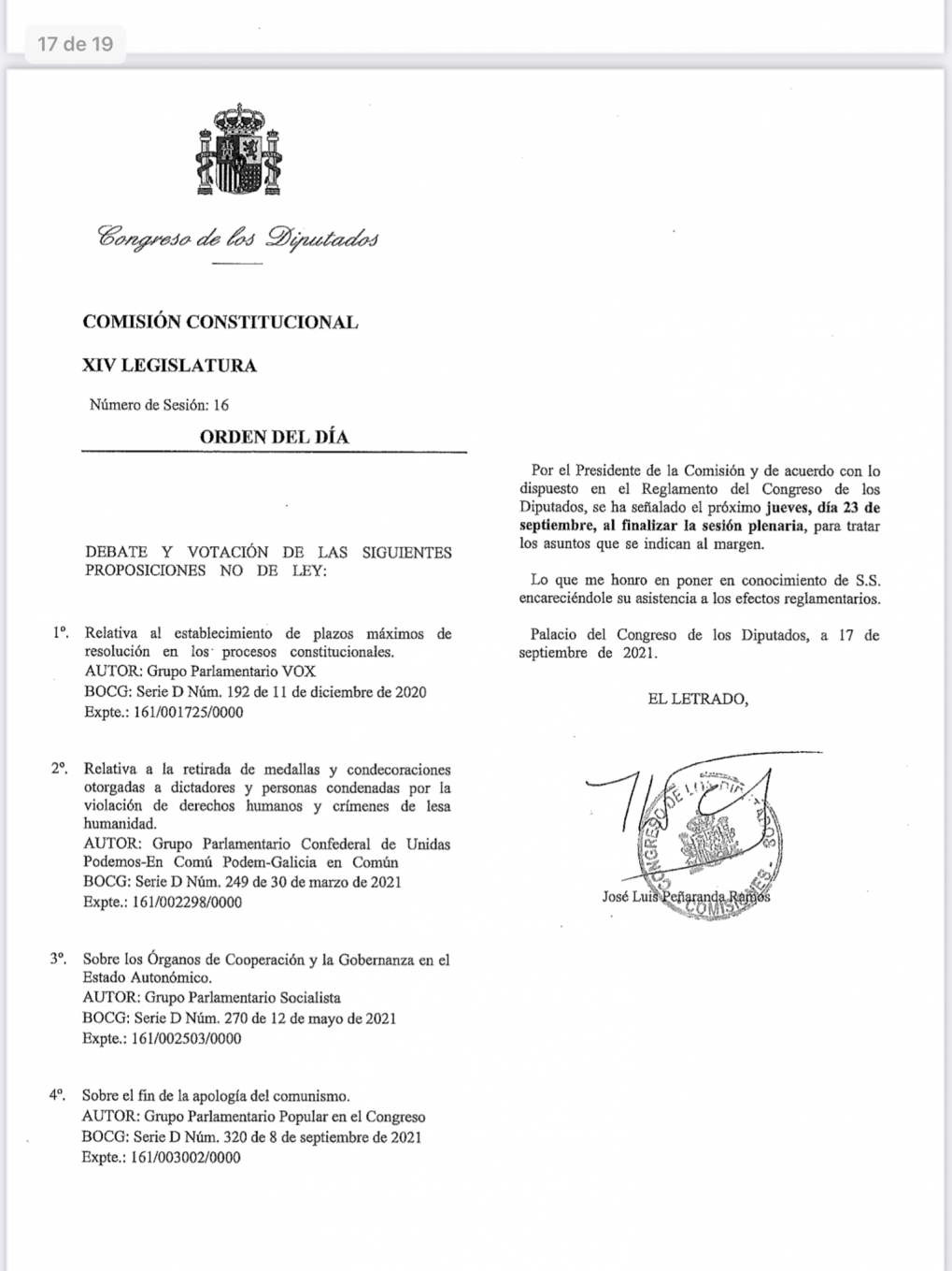 #AgendaDiputado / Semana del 20 al 26 de septiembre 2021.