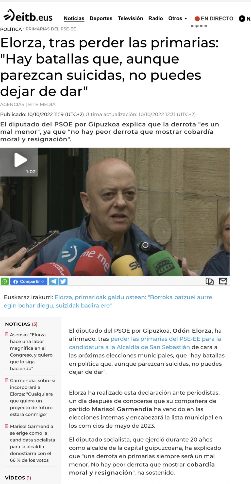Mi valoraci&oacute;n final tras la votaci&oacute;n de las Primarias en San Sebasti&aacute;n.