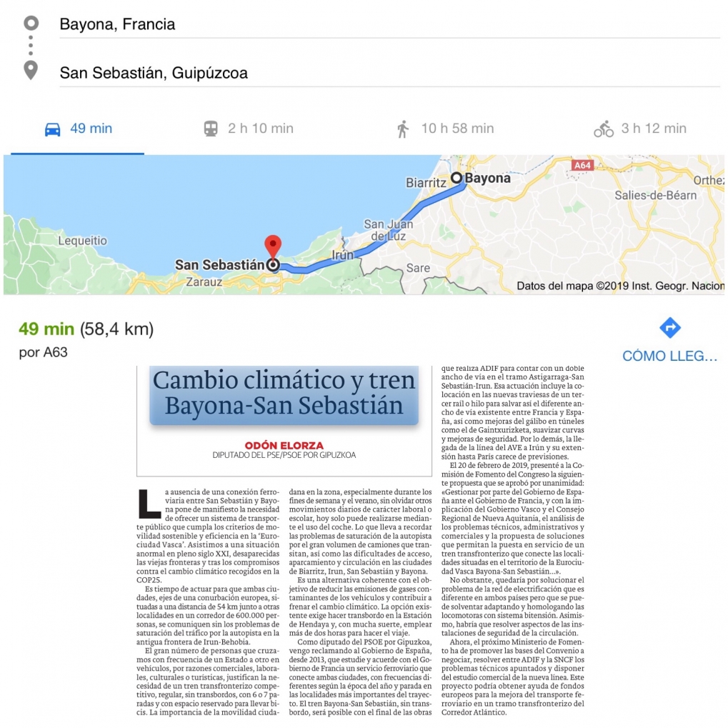 Cambio clim&aacute;tico y el tren transfronterizo Bayona - San Sebasti&aacute;n.
