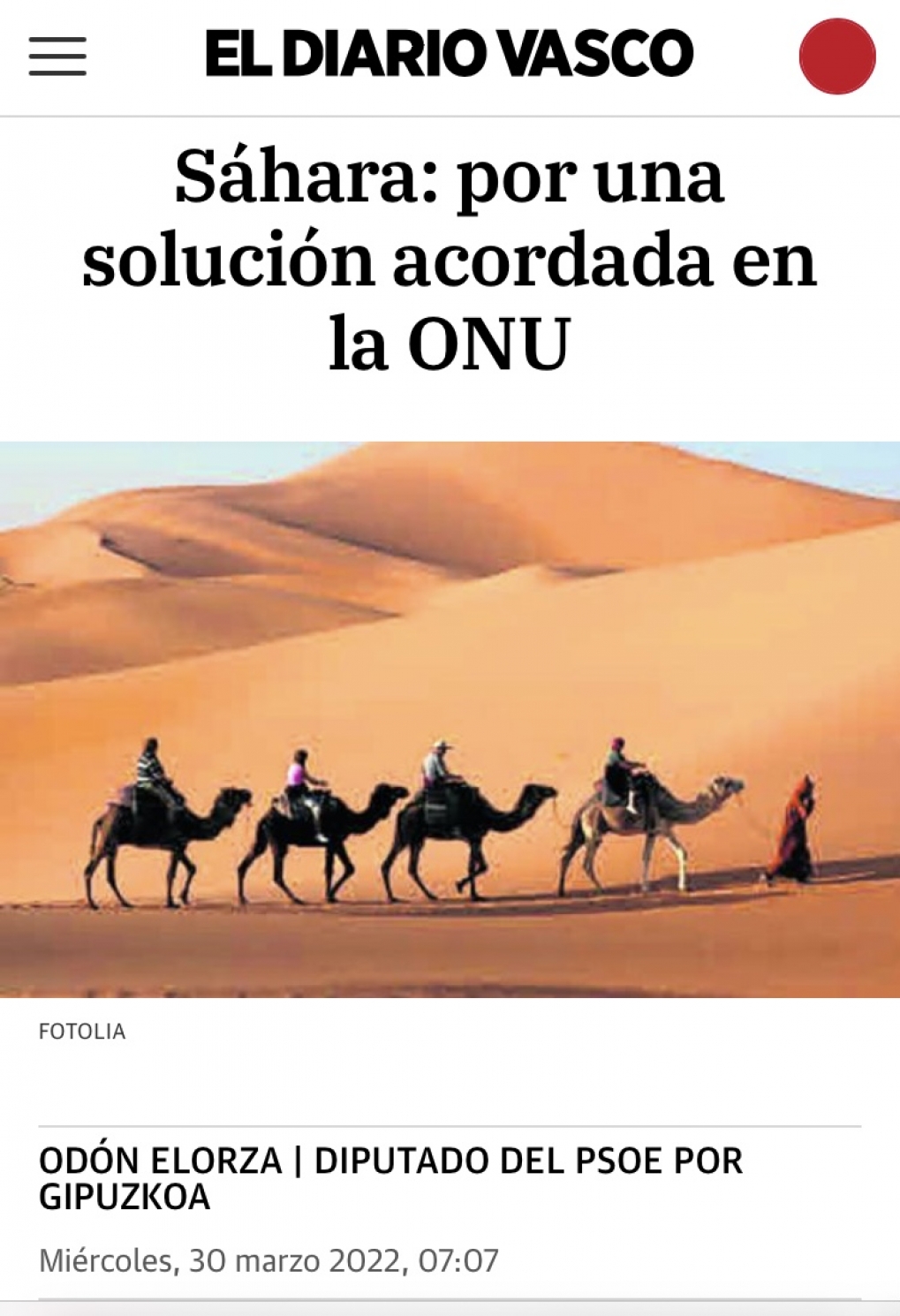 Sahara : por una soluci&oacute;n acordada en el marco de las Resoluciones de la ONU.