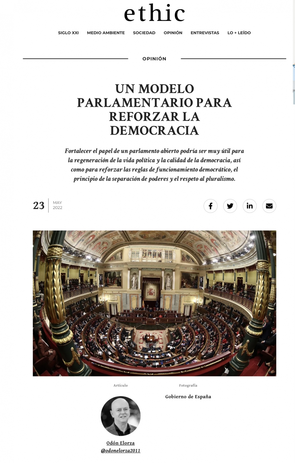 Un nuevo modelo parlamentario para reforzar la democracia.