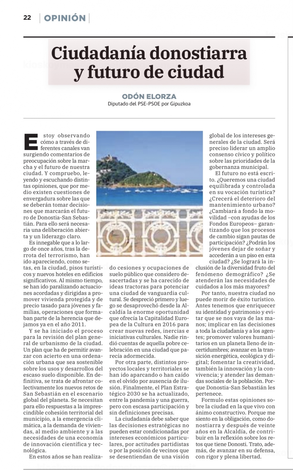 La ciudadan&iacute;a donostiarra y los retos del futuro de San Sebasti&aacute;n.