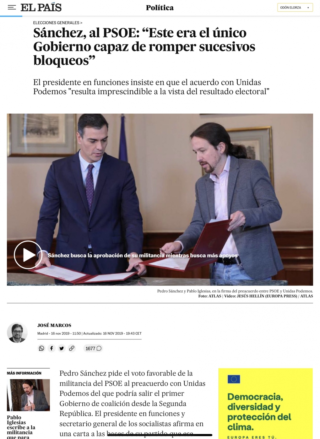 UP &amp; PSOE : Una relaci&oacute;n sin amor.